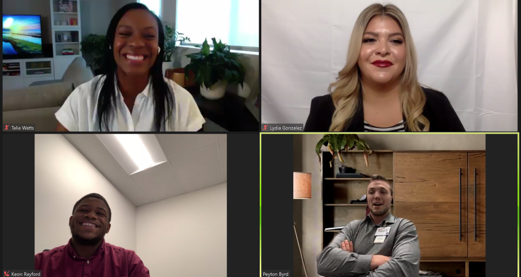 screenshot of Zoom meeting with four participants